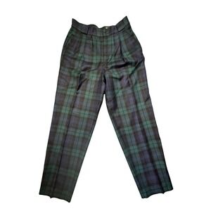 ❌SOLD❌Giorgio Sant Angelo Vintage 100% Wool Black Watch Plaid Pleated Trousers